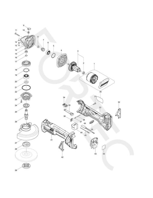 Makita DGA504Z varuosad