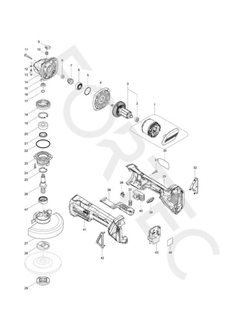 Makita DGA508Z varuosad