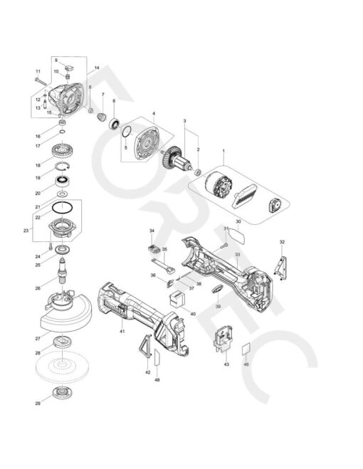 Makita DGA511Z varuosad